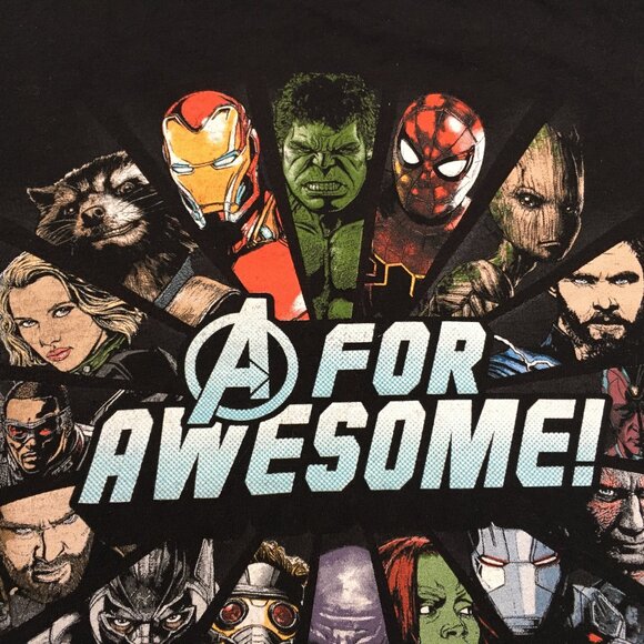 Men's Marvel Avengers Infinity War A is for Awesome Black T-Shirt Boys Size Med - Picture 5 of 7
